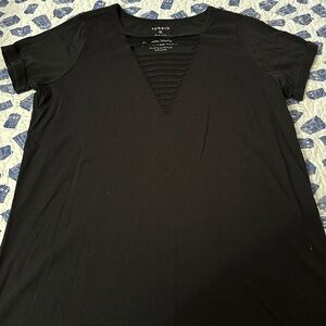 Torrid Black Short Sleeve Top with V-Cut Detail